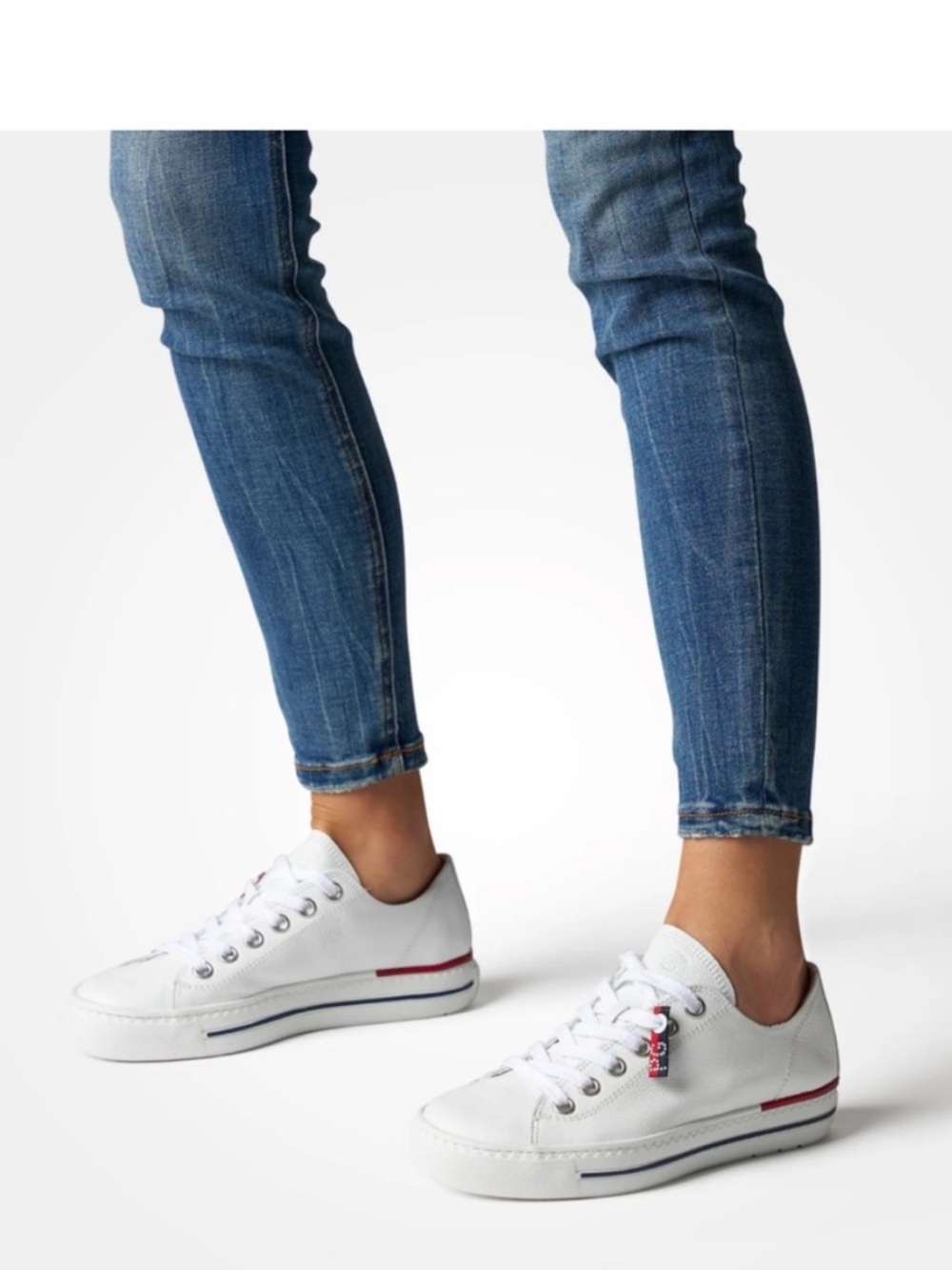 Paul Green Carly Low‎ Top Sneaker Leather Lace Up Shoes Womens Size 7 UK/ 9.5 US